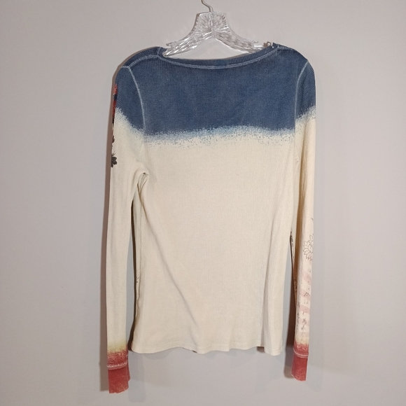 Lucky Y2K 90s waffle Knit Women's Multicolor V-Neck Top Size M - Picture 2 of 5